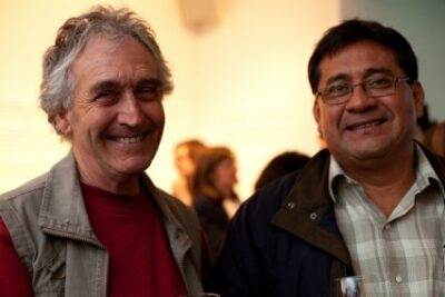 John Baily and V&iacute;ctor Ter&aacute;n at the MPT launch party. John is a distinguished musician and Professor of Afghan Music at Goldsmiths'.